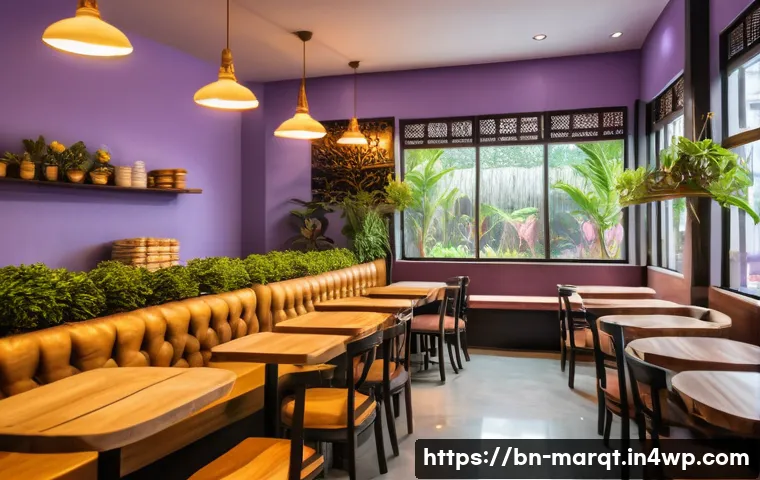 향기 마케팅 캠페인 실행 체크리스트 - A cozy and inviting cafe interior in Bangladesh with warm lighting, featuring subtle lavender and va...