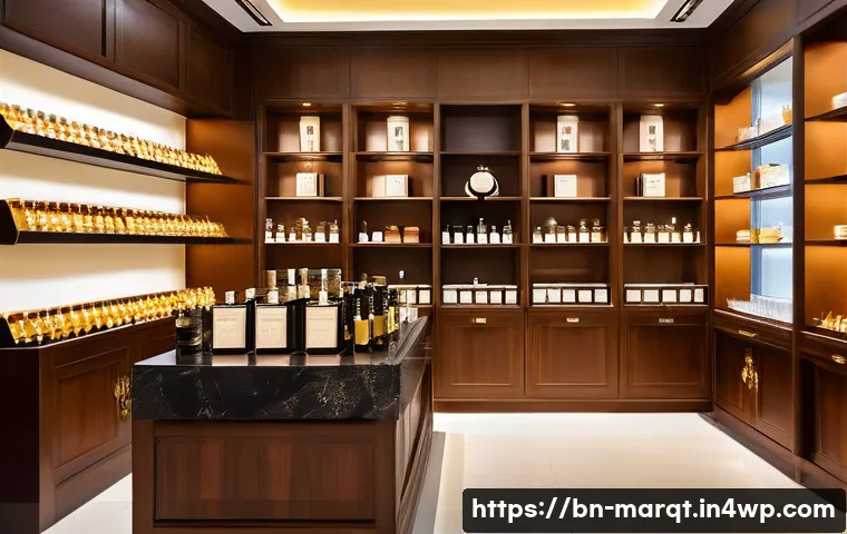 향기 마케팅과 브랜드 충성도 향상 방법 - A serene boutique interior infused with subtle rose and sandalwood scents, showcasing elegant shelve...